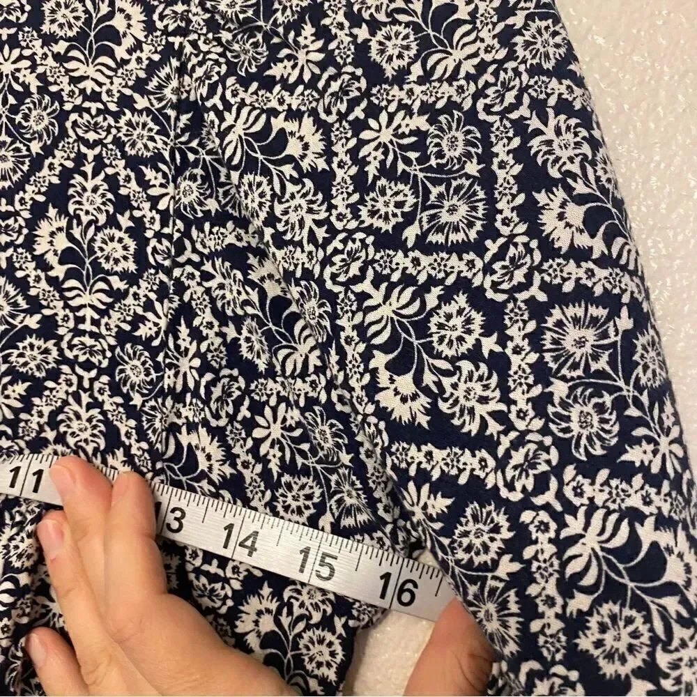 Old navy girls tile blue print Long 3/4 sleeve cotton rayon dress L 10/12